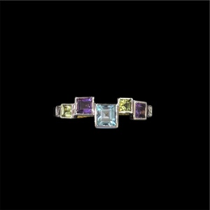 T0017 - 9CT White Gold Ring Amethyst, Topaz, Peridot - Heritage Trading Company