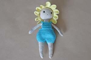 Handcrafted: Amigurumi Sprite Doll - Turquoise and Yellow
