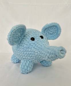 Soft Crochet Elephant (Blue) - Medium