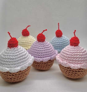New: Crocheted Little Muffins / Cupcakes with Cherry on top