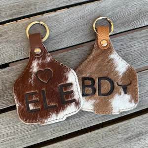 Extra Large Cattle Tag Cowhide Keyring