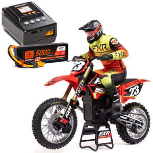 Bikes: 1/4 Promoto-MX Motorcycle RTR, FXR Red by LOSI plus Smart Powerstage 2S Surface