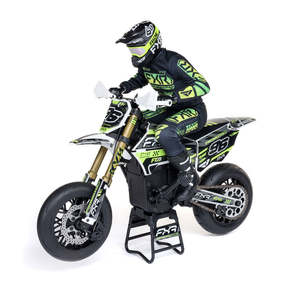 Bikes: Promoto-SM 1/4 Super Moto Motorcycle, FXR, White: RTR Basic (Requires Battery