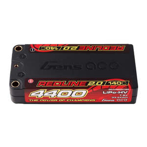 Rc Batteries: Gens Ace 4400mAh 2S 140C 7.6V HardCase HV Shorty Redline 2.0 Series Lipo Battery