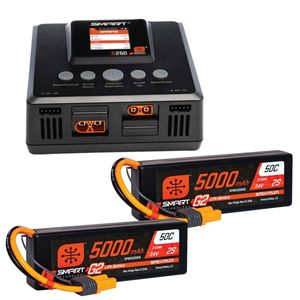 Rc Chargers: Smart Powerstage 4S Surface Bundle: (2) G2 5000mAh 2S LiPo IC5 & S250 Charger