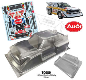 Rc Car Bodies: TC089 1/10 Audi Quattro S1 Rally WRC GroupB 190mm Wide