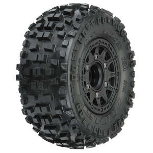 Rc Tyre Rims: 1/10 Badlands Front/Rear 2.2"/3.0" SC Mounted 12mm Black Raid (2) by Proline