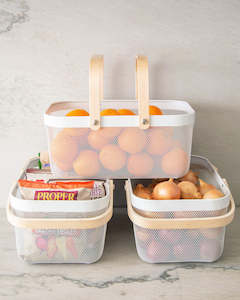 Baskets: Large Basket with Wooden Handle Set