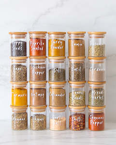 Value Sets: Glass & Bamboo Spice Jars Set