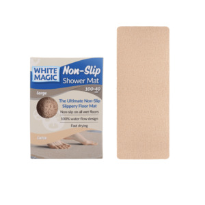 White Magic Non-Slip Shower Mat Large Latte