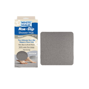 White Magic Non-Slip Shower Mat Square Platinum