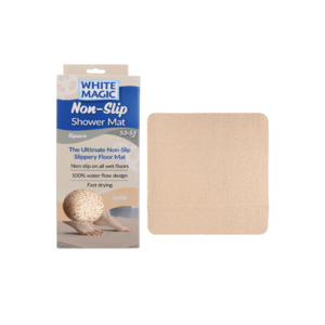 White Magic Non-Slip Shower Mat Square Latte