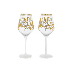 Maxwell & Williams White Christmas Wine Glass 500ml Set of 2 Gold
