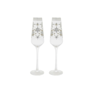 Maxwell & Williams White Christmas Prosecco Glass 240ml Set of 2 Silver