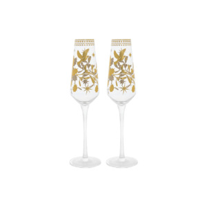 Maxwell & Williams White Christmas Prosecco Glass 240ml Set of 2 Gold