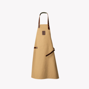 Aprons: Coral & Cam Canvas Apron Sand with Leather Trims