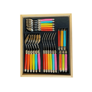 Andre Verdier Laguiole Debutant Cutlery Set 24-Piece Pastel Colours