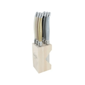 Andre Verdier Laguiole Debutant Steak Knife Block Set of 6 Neutral