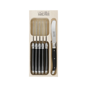Kitchenware: Andre Verdier Laguiole Debutant Spreader Set of 6 Black