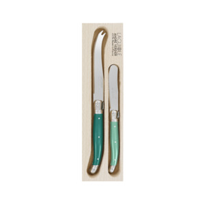 Andre Verdier Laguiole Debutant Cheese Knife & Spreader Set Forest Green