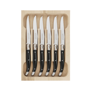 Andre Verdier Laguiole Debutant Dessert Knife Set of 6 Black