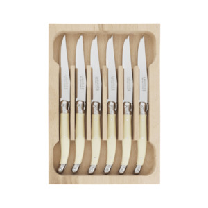Andre Verdier Laguiole Debutant Dessert Knife Set of 6 Ivory