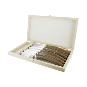 Andre Verdier Le Thiers Elegance Steak Knife Set 6 Piece Walnut Wood