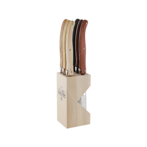 Andre Verdier Laguiole Debutant Country Steak Knife Block Set of 6 Assorted