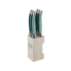 Andre Verdier Laguiole Debutant Steak Knife Block Set of 6 Forest Series