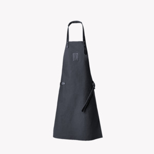Living: Coral & Cam Canvas Apron Dark Blue with Leather Trims