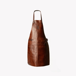 Living: Coral & Cam Leather Apron Cognac