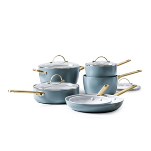 GreenPan Padova Non-Stick Cookware Set 10-Piece Smokey Sky Blue