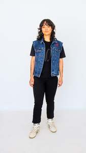 Jackets: Whaea Denim Vest - Stream Line Fit