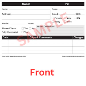 Groomers Delight: Client & Pet Grooming Record Cards - Pack of 50