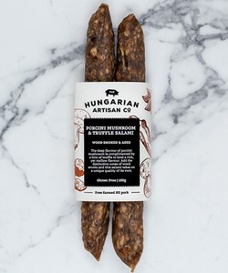 Products: Porcini Mushroom and Truffle Salami – Wood Smoked & Aged