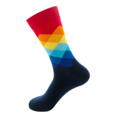Diamond, Stripe Shape Multicoloured Sock