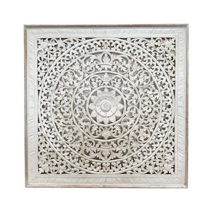 Wall Decor: Carved Panel 100x100 Whitewash