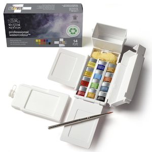 Winsor Newton: Winsor & Newton Professional Watercolour Half Pan Paints Field Pocket Set of 12