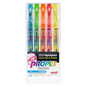 Uni Ball: Uni Propus Window Double-ended 4.0mm/0.6mm Highlighters Set Of 5