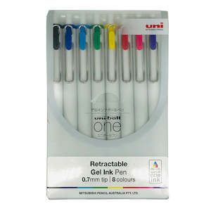 Uni Ball: Uni One 0.7mm Gel Ink Rollerball Pens Assorted Set of 8