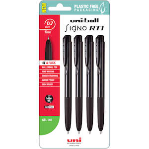 Uni Signo RT1 0.7mm Black Retractable Pens Set of 4