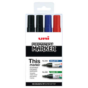 Uni Ball: Uni Permanent Assorted Bullet Tip Markers Set of 4
