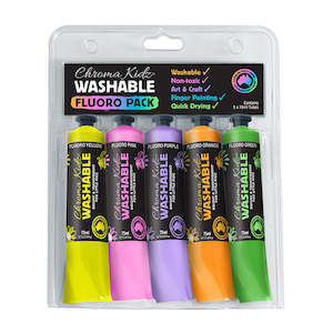 Chroma: Chroma Kidz Washable Fluo Acrylic Paints Set of 5 X 75ml
