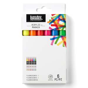 Paint Markers: Liquitex 2-4mm Chisel Acrylic Markers Fluorescent Set of 6