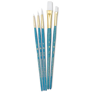 Brushes Knives Blenders: Princeton Real Value Synthetic White Taklon 9174 Brushes Set Of 5