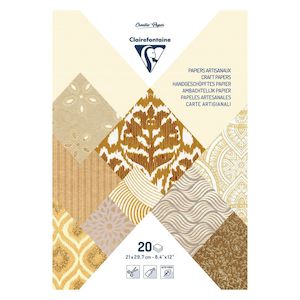 Paper Craft Stamping: Clairefontaine Ivory-Brown A4 20 Sheet 120gsm Artisian Paper Pad