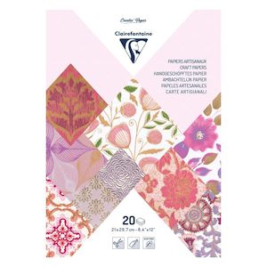 Paper Craft Stamping: Clairefontaine Pink-Purples A4 20 Sheet 120gsm Artisian Paper Pad