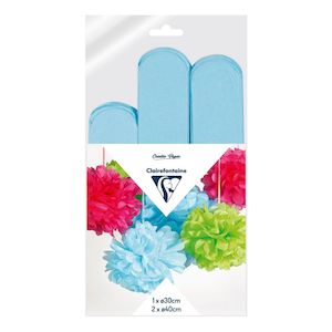 Paper Craft Stamping: Clairefontaine Sky Blue Crepe Pompoms Pack of 3