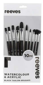 Reeves Black Taklon Short Handle Brushes Set Of 10