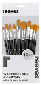 Reeves Golden Taklon Short Brushes Set Of 10